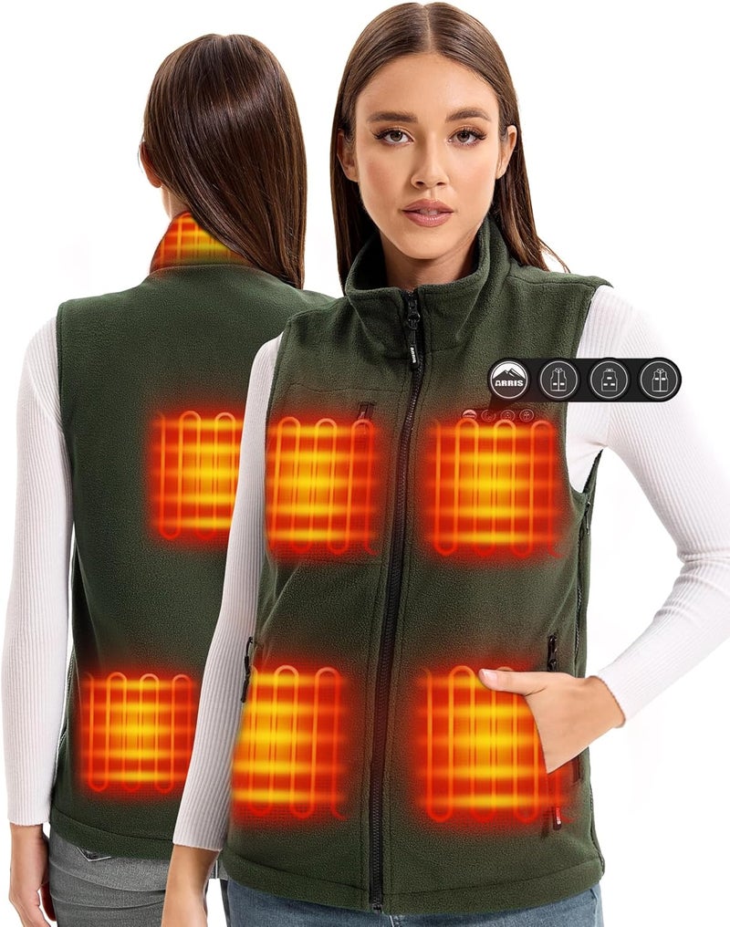 ARRIS Fleece Heated Vest for Women with 7.4V Battery Pack, Size Adjustable 8 Heating Zones Heating Clothing for Hunting - Image 1
